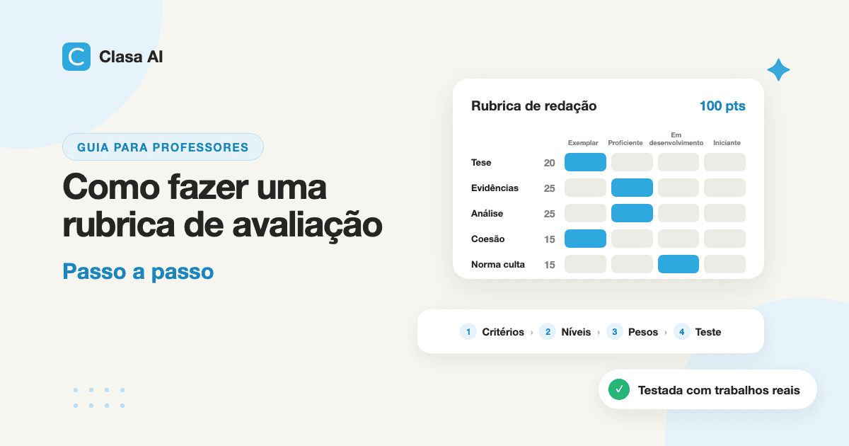 Como fazer uma rubrica de avaliação: passo a passo
